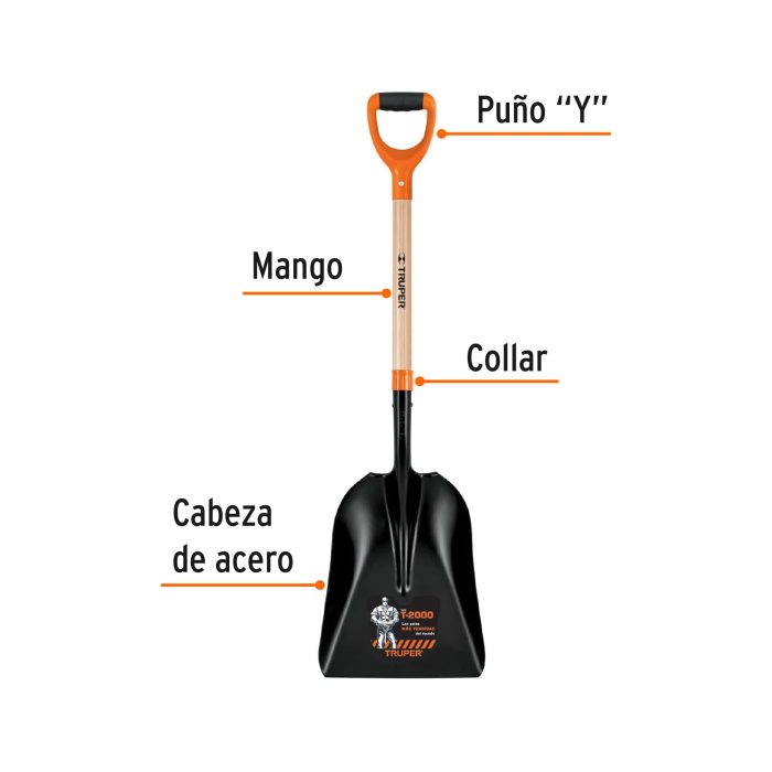 Pala carbonera T-2000, mango "Y" ergonómico - Imagen 3