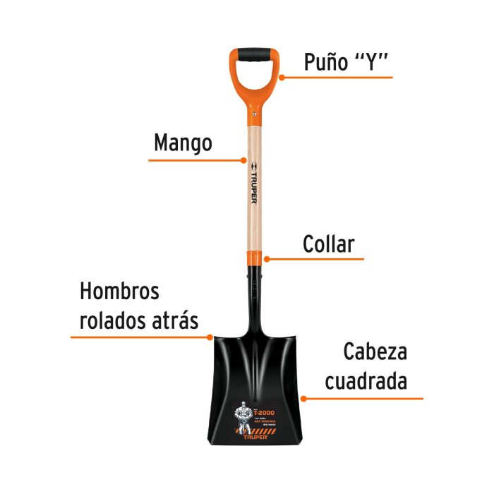 Pala cuadrada, mango ergonómico - Imagen 2
