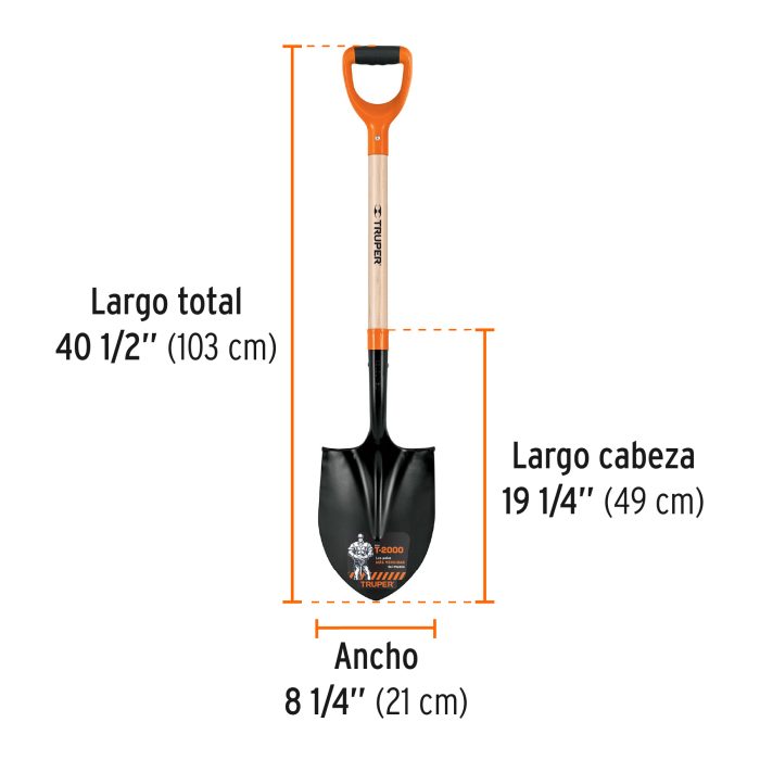 Pala redonda, mango ergonómico - Imagen 2