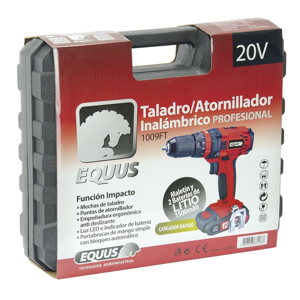 Taladro Atornillador Inalámbrico 20V Equus con Percutor / 2 baterías y maletín - Imagen 5